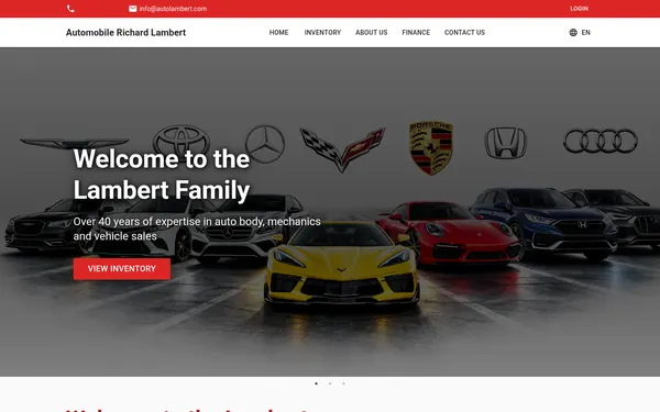 Automobile Richard Lambert home page on a laptop and a phone